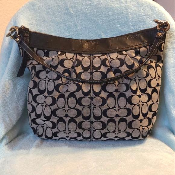 Coach Handbags - Coach Black and Gray Monogram Shoulder Bag